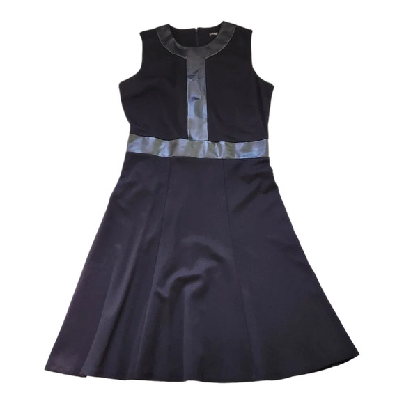 J. McLaughlin LBD Fit & Flare Dress Leather Trim Size M - Picture 1 of 4